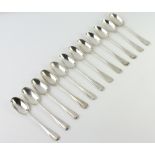 A set of 12 rat tail teaspoons, London 1917, 296 grams