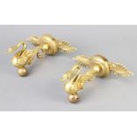 A pair of 19th Century gilt metal brackets in the form of swans 13cm x 18cm