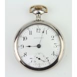 An American engine turned silver pocket watch with seconds at 6 o'clock, the dial inscribed Seth