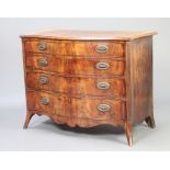 A George III crossbanded mahogany chest of serpentine outline and fluted canted corners, fitted 4