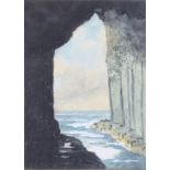 D Addey, watercolour signed, "Fingal's Cave, Staffa", label to verso 23cm x 16cm