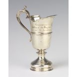 A silver ewer trophy with presentation inscription, London 1970, 231 grams