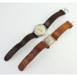 A gentleman's steel cased Movado sport wristwatch on a leather bracelet, the case stamped 1281 30mm,