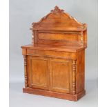 A Victorian mahogany chiffonier, the raised back fitted a shelf, the base fitted a drawer above