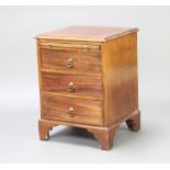 A 19th Century mahogany pedestal chest with moulded top and brushing slide above 3 drawers, raised