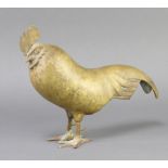 A stylish bronze figure of a standing cockerell 24cm x 31cm x 8cm