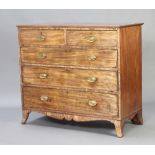 A Georgian mahogany chest of 2 short and 3 long drawers with replacement oval brass plate drop