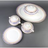 An Adderley Ware Windsor pattern part dinner service comprising 10 dinner plates, 9 side plates,