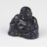 A carved lapis lazuli figure of seated Hotei 3.5cm Some minor chips