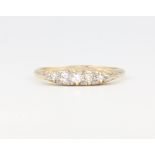 A Victorian 18ct yellow gold 5 stone diamond ring, approx. 0.15ct, 2.9 grams, size O