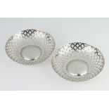 A pair of pierced silver bon bon dishes Birmingham 1923, 13cm, 183 grams