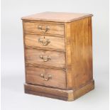 A 19th Century mahogany pedestal chest with canted corners, fitted 4 long drawers with replacement