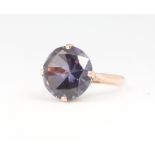 A 14ct rose gold amethyst dress ring, 4.8 grams, size N