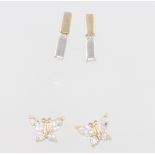 A pair 9ct yellow gold diamond ear studs 1 gram together with a 9ct yellow gold pair of paste ear