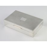 A rectangular silver engine turned cigarette box Birmingham 1964, 14cm