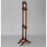 A 19th Century mahogany adjustable 2 reel wool winder 120cm h x 36cm w x 17cm d Some scuffing and