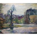 RIVER LANDSCAPE, MARCH DAY PETWORTH PARK by Ronald Ossory Dunlop RA