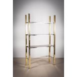 A SET OF CHROME AND GILT OPEN SHELVES, ITALIAN, 1960s, 98cm (w) x 38cm (d) x 177cm (l)