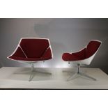 A PAIR OF SPACE LOUNGE CHAIRS by Jehs+Laub, for Fritz Hansen on swivel bases, bearing labels (2).