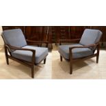 A PAIR OF DANISH TEAK ARMCHAIRS, 1960's OF SHAPED FORM