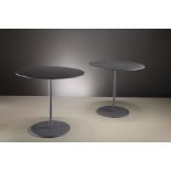 A PAIR OF MODEL 252 'ON-OFF' SIDE TABLES, BY PIERO LISSONI, FOR CASSINA, cast aluminium, bearing