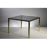 A GILT SQUARE LOW TABLE, 1970's, 45.5cm (h) x 70cm square.