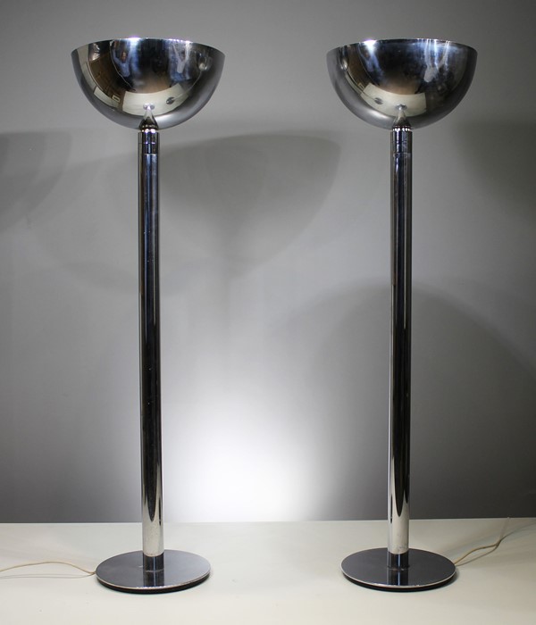 A PAIR OF CHROME AM2Z FLOOR LAMPS, ITALIAN 1960s, BY FRANCO ALBINI FOR SIRRAH, bearing makers stamp,