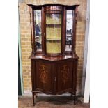 AN EDWARDIAN INLAID MAHOGANY CABINET,