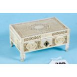 A LATE 19TH CENTURY CHINESE CANTONESE IVORY BOX of rectangular form,