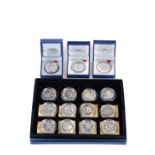TWELVE PROOF SILVER EURO COLLECTION COMMEMORATIVE COINS and three other proof silver EURO COINS.