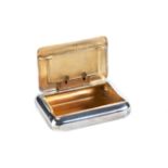 AN UNUSUAL VICTORIAN SILVER RECTANGULAR VESTA CASE with slide action hinged lid and internal