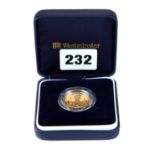 A 1995 GUERNSEY GOLD £25 COIN, limited edition, 1555/2500, approximately 7.8 grams, boxed.