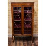 AN EDWARDIAN INLAID MAHOGANY DISPLAY CABINET,