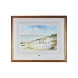 ADRIAN TAUNTON, 20TH CENTURY WATERCOLOUR entitled "Receding Tide, Brancaster Beach",