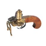 AN EARLY 20TH CENTURY BRASS AND STEEL FLINTLOCK TINDER PISTOL, 5 1/4 ins long.