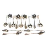 NINE VICTORIAN SILVER TEASPOONS with engraved monograms, maker:- FH,