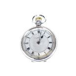 T W LONG & CO, CARDIFF, A SILVER CASED CROWN WIND OPEN FACE POCKET WATCH,