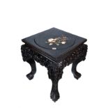A LATE 19TH CENTURY ORIENTAL CARVED HARDWOOD TABLE,