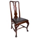 A SET OF SEVEN GEORGIAN REVIVAL MAHOGANY DINING CHAIRS with shaped splat backs,