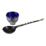 A 19TH CENTURY TURKISH TURTLESHELL AND NACRE INLAID SHERBET SPOON,