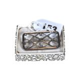 A GEORG JENSEN DANISH SILVER RECTANGULAR STYLISED TRELLIS BROOCH, No 266, oval mark.