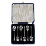 A SET OF SIX ELIZABETH II SILVER COFFEE SPOONS, maker:- ASP.