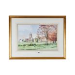 DAVID TALKS, WATERCOLOUR, depicting RUGBY SCHOOL, signed, 14 1/2 ins x 22 ins, framed and glazed.