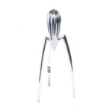 AN ALESSI ALUMINIUM DESIGN ICON LEMON SQUEEZER designed by Philip Starke, 11 3/4 ins high.