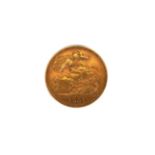 A VICTORIAN 1901 GOLD HALF SOVEREIGN, approximately 4 grams.