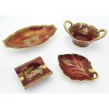 3 items of red lustreware by Crown Devon,