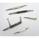 Five assorted fruit knives and penknives CONDITION: Please Note - we do not make