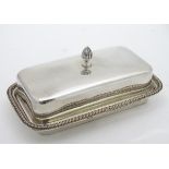 A silver plated anchovy dish of oblong form with inner glass liner CONDITION: Please