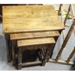 An oak nest of tables together with a Gothic style towel rail CONDITION: Please Note