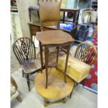 Six items of assorted furniture to include 2 circular coffee tables, an occasional table,